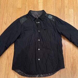 ETRO - Men's Lightly padded Jacket with leather trim - Black with paisley lining